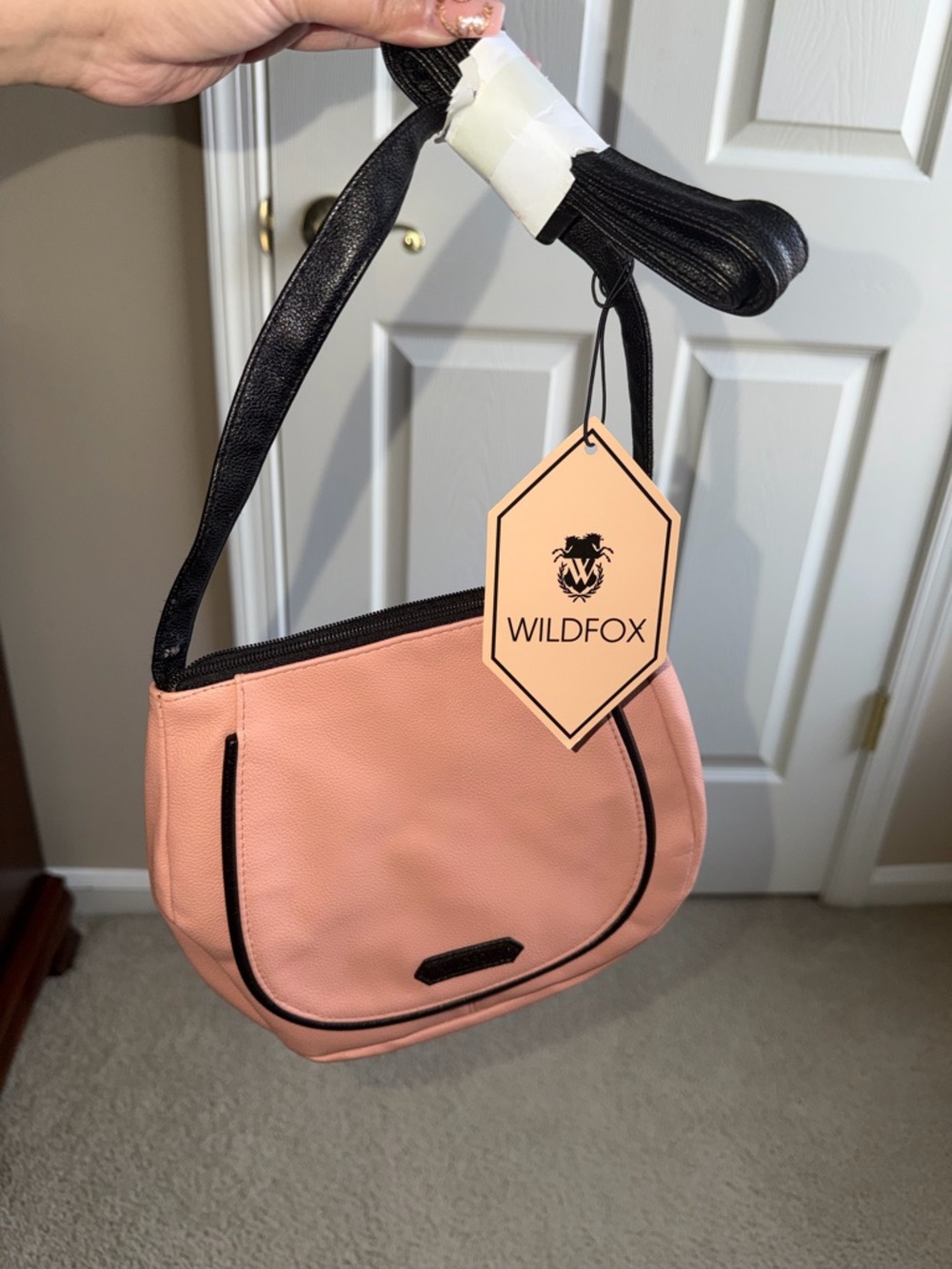 Wildfox Women’s Pink Crossbody Bag with Black Trim